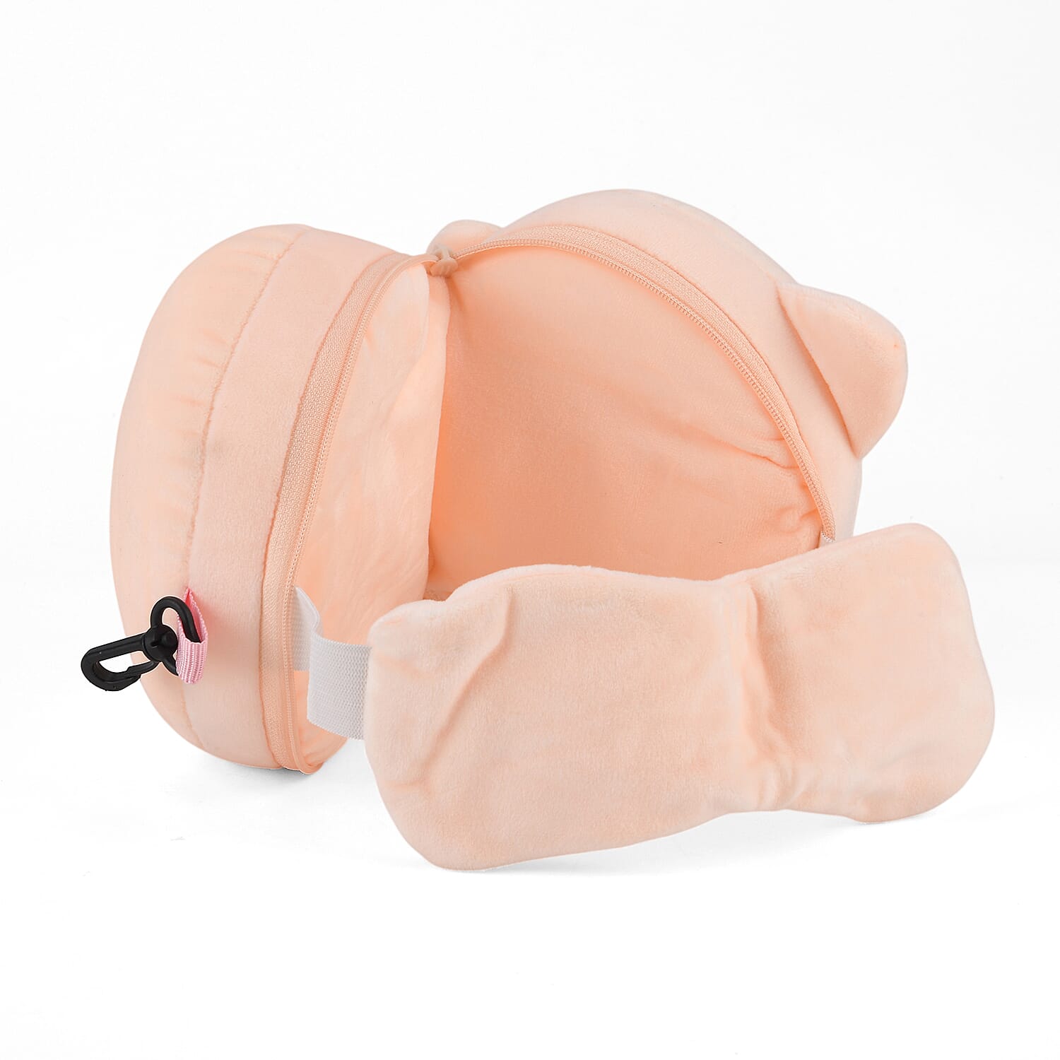 2-in-1 Pig Pattern Eye Mask & Neck Pillow Duo - Peach