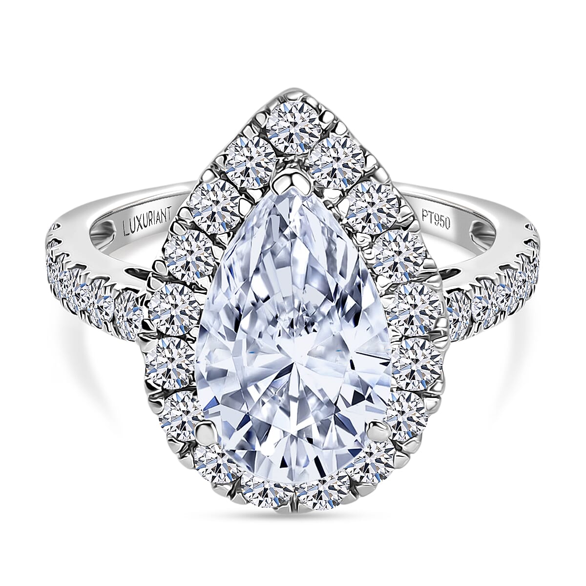 Luxuriant 950 Platinum VS-E-F Lab Grown Diamond Halo Ring 5.00 Ct, Platinum Wt. 6.18 Gms
