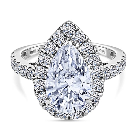 Luxuriant 950 Platinum VS-E-F Lab Grown Diamond Halo Ring 5.00 Ct, Platinum Wt. 6.18 Gms