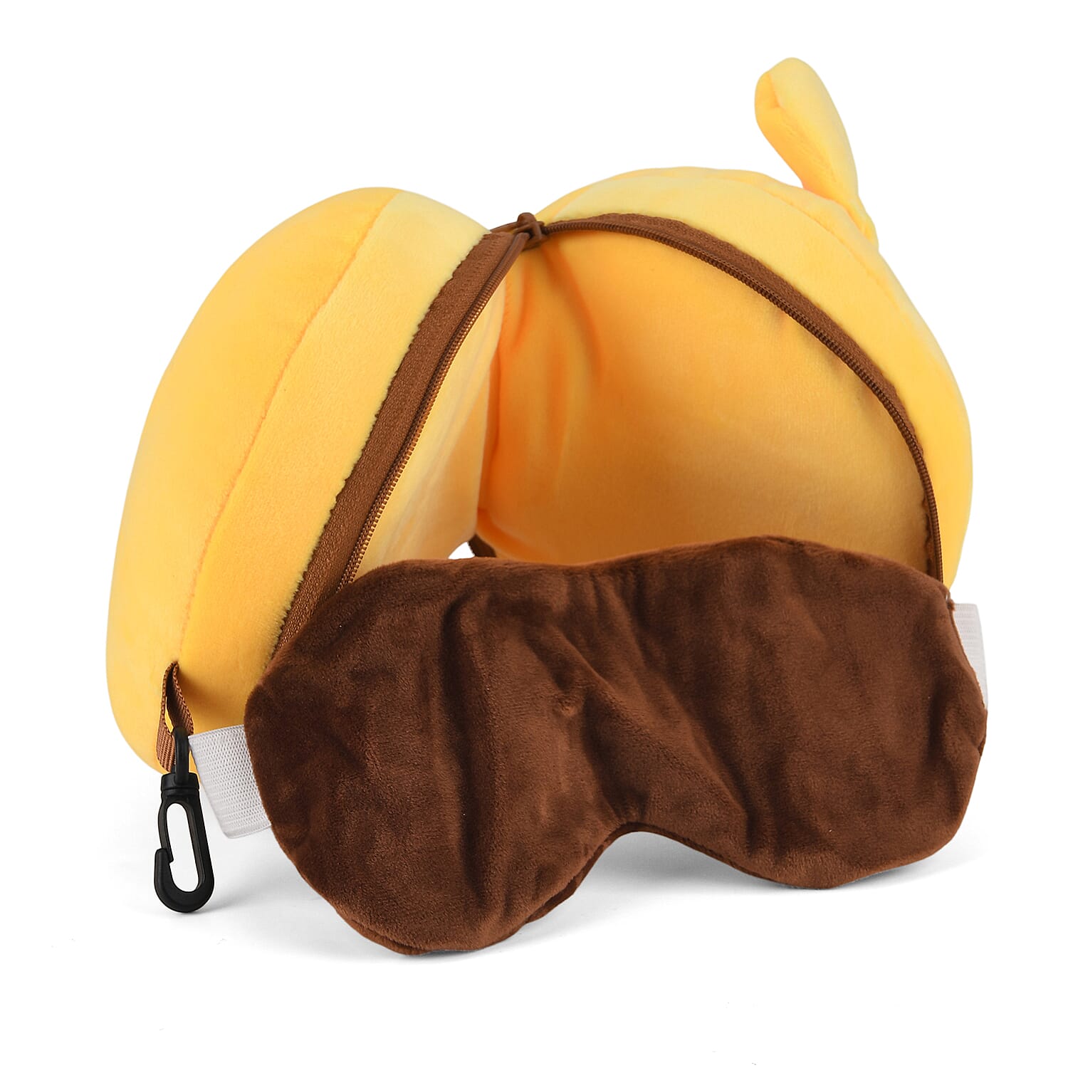 2-in-1 Dog Pattern Eye Mask & Neck Pillow Duo - Yellow