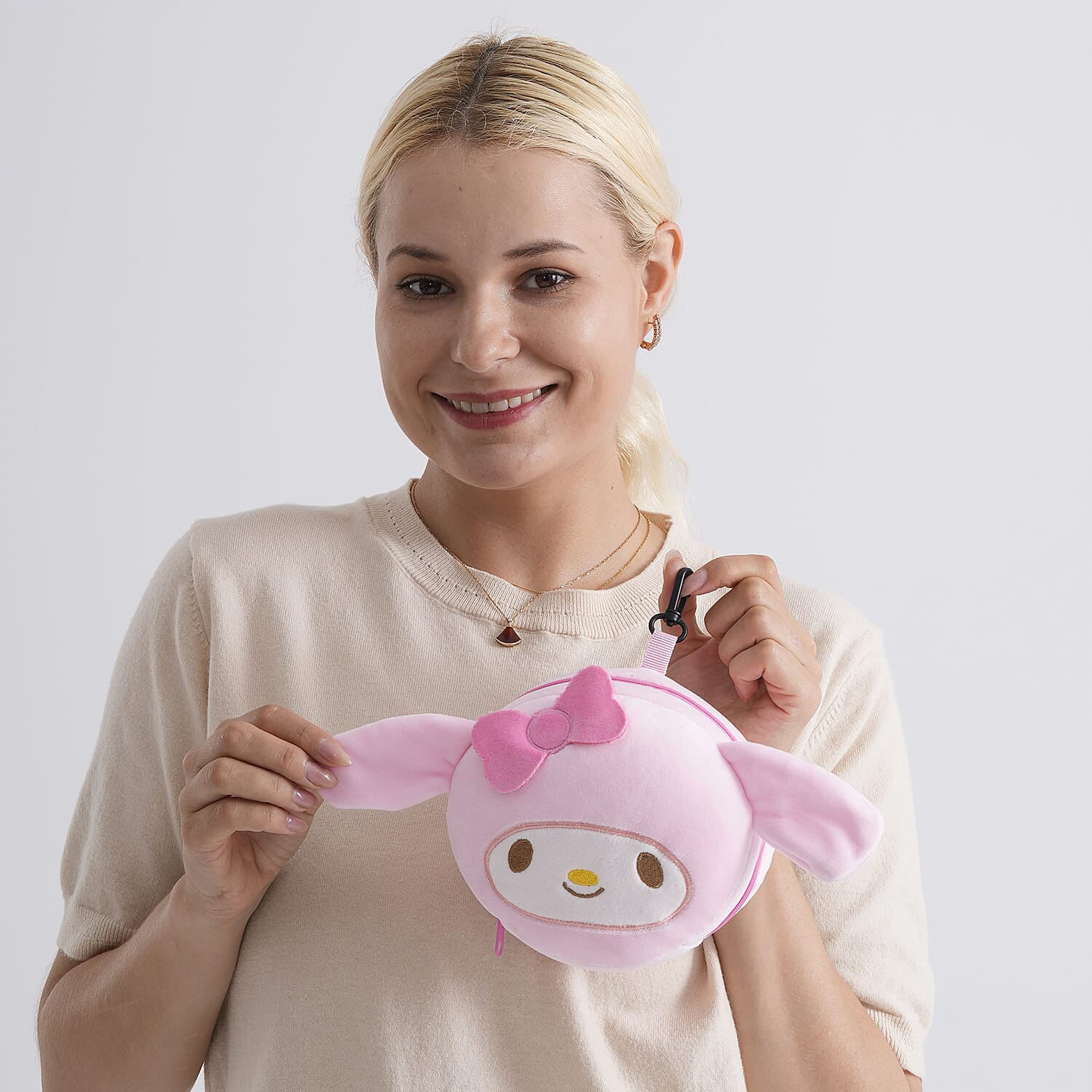 2-in-1 Rabit Pattern Eye Mask & Neck Pillow Duo - Pink