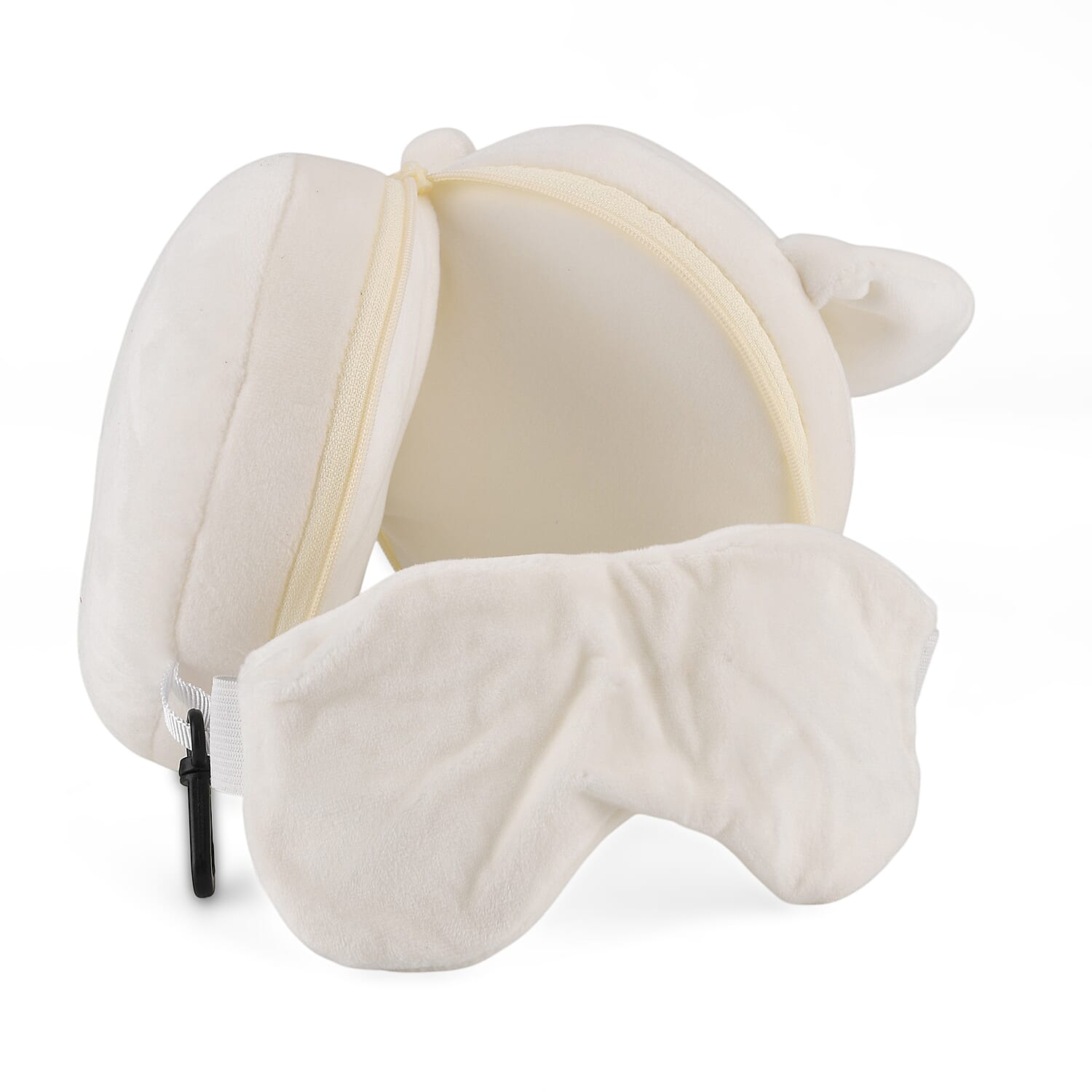 2-in-1 Dog Pattern Eye Mask & Neck Pillow Duo - White