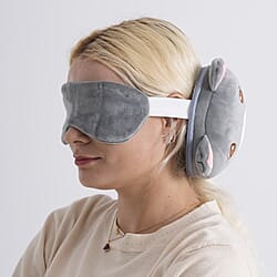 2-in-1 Dog Pattern Eye Mask & Neck Pillow Duo - White
