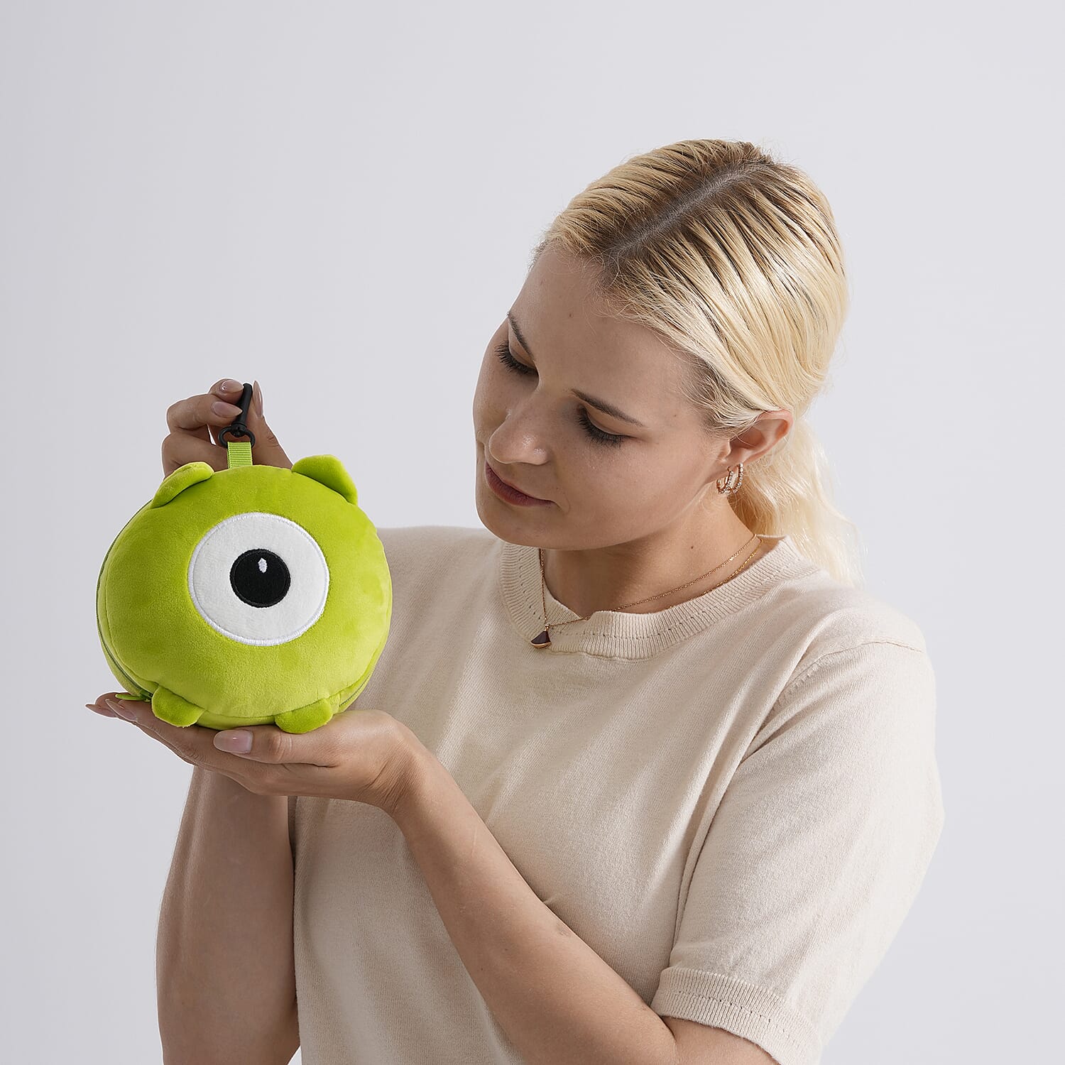 2-in-1 Bif-Eye Monster Pattern Eye Mask & Neck Pillow Duo - Green