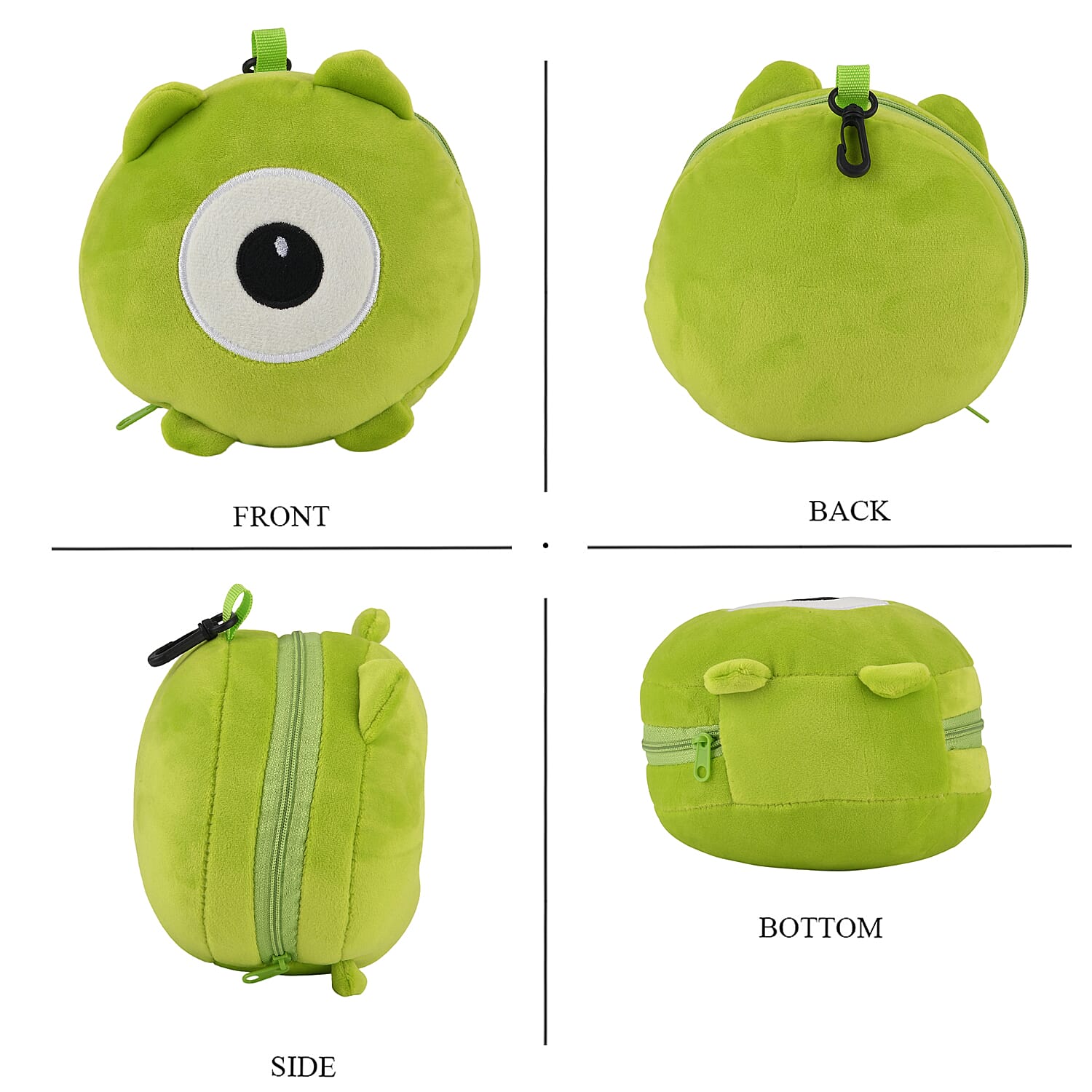 2-in-1 Bif-Eye Monster Pattern Eye Mask & Neck Pillow Duo - Green