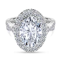 LUXURIANT 5 Ct. Lab Grown Diamond Halo Ring in 950 Platinum SGL Certified (VS-E-F)