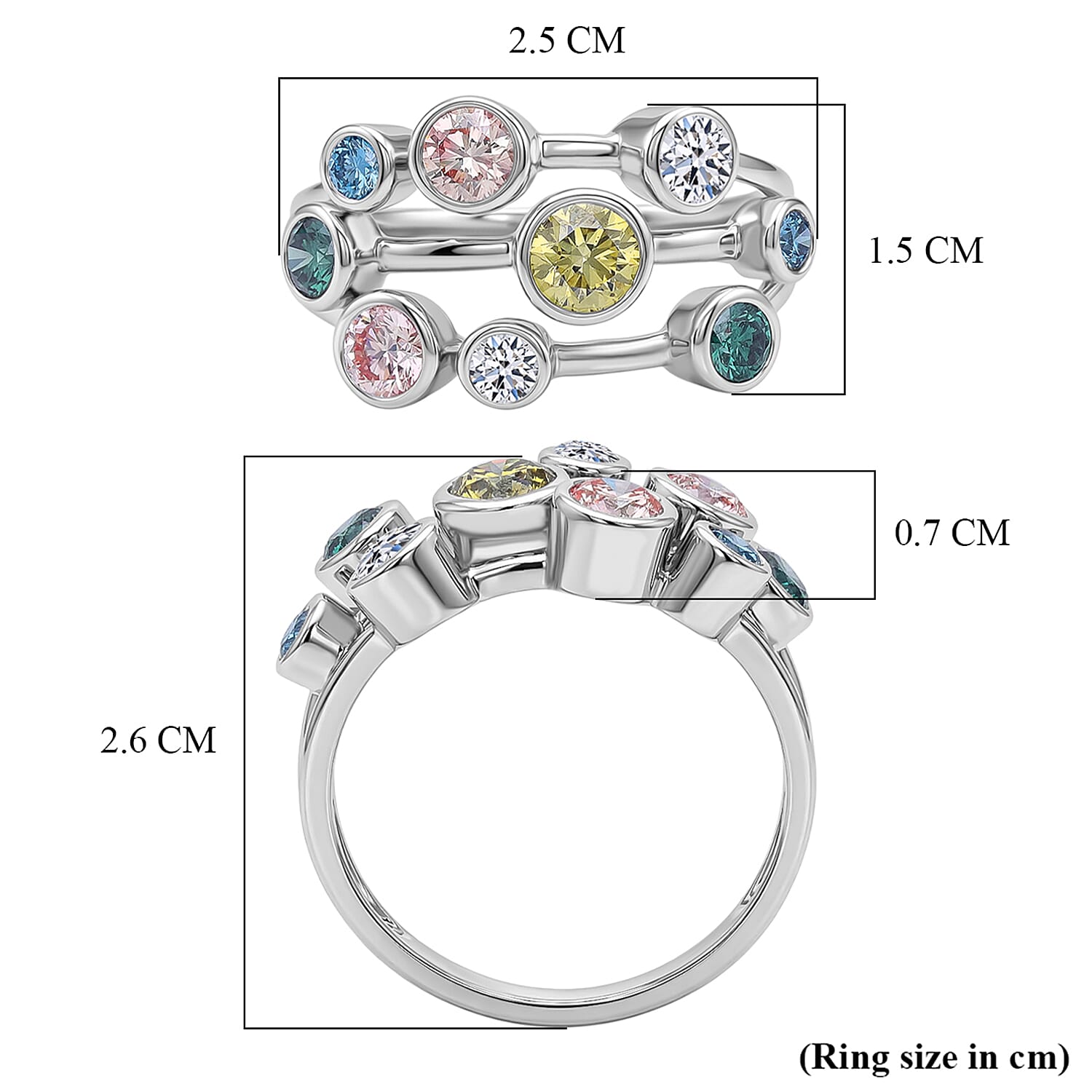 LUXURIANT 2 Ct. Multi Colour Lab Grown Diamond Bubble Ring