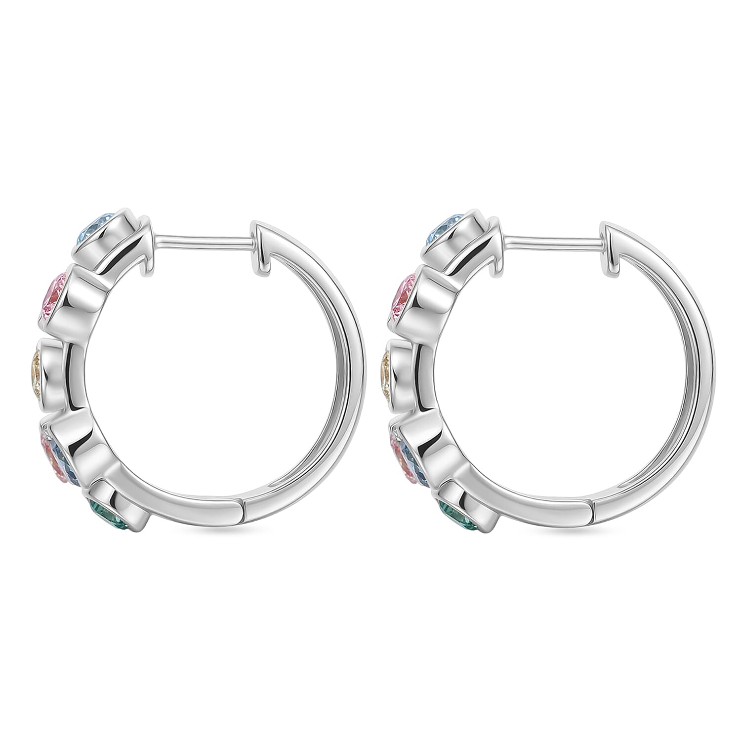 The Effervescent Watercolour Diamond Bubble Earrings Set with 2.00cts of Si Clarity Lab Grown Yellow, Pink, White, Green & Blue Diamonds
