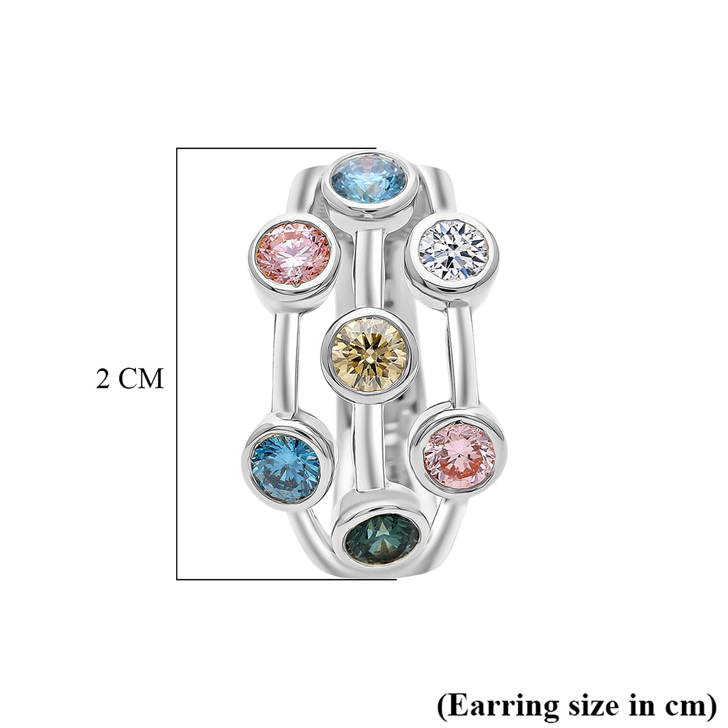 The Effervescent Watercolour Diamond Bubble Earrings Set with 2.00cts of Si Clarity Lab Grown Yellow, Pink, White, Green & Blue Diamonds