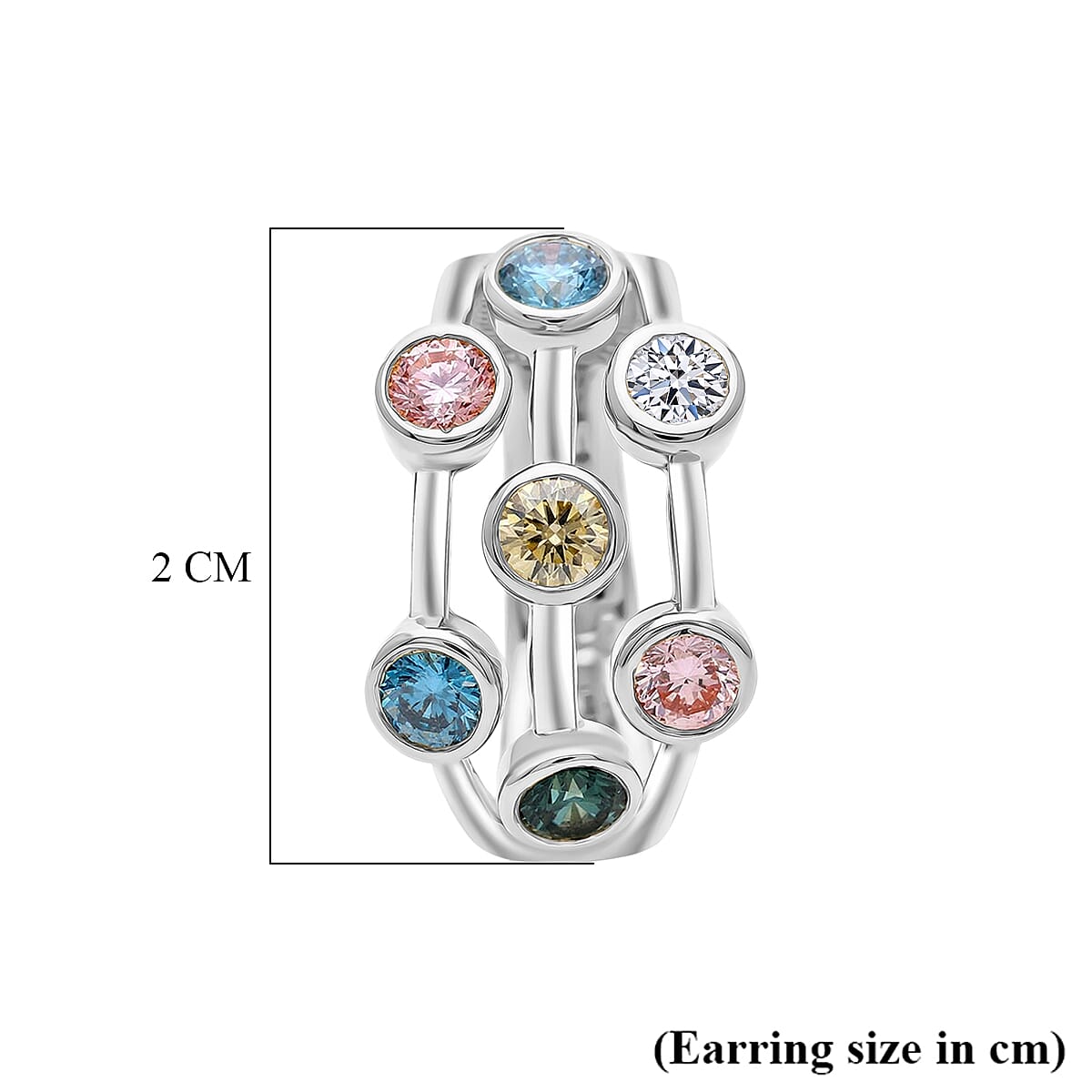 Luxuriant SI-G-H Lab Grown Yellow Diamond & Multi Gemstones Bubble Hoop Lock Earring in Rhodium Overlay Sterling Silver 2.00 Ct.