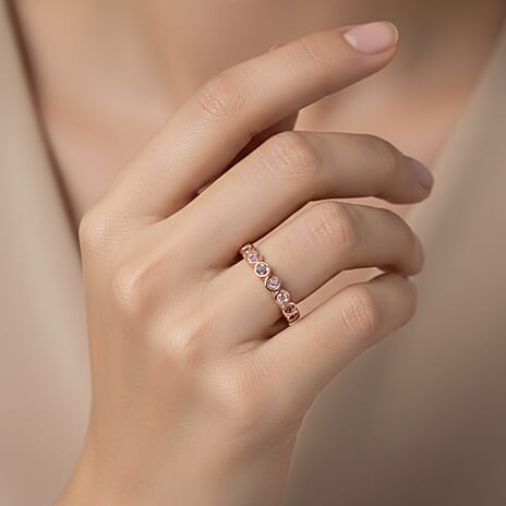 D'Joy Natural Pink Diamond Full Eternity Ring in 18K Rose Gold Vermeil Sterling Silver 0.27 Ct