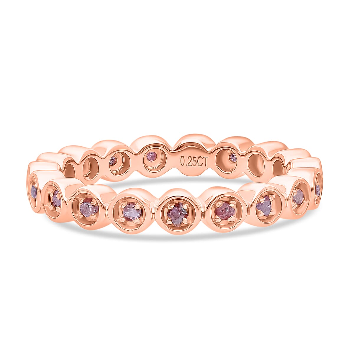 D'Joy Natural Pink Diamond Full Eternity Ring in 18K Rose Gold Vermeil Sterling Silver 0.27 Ct