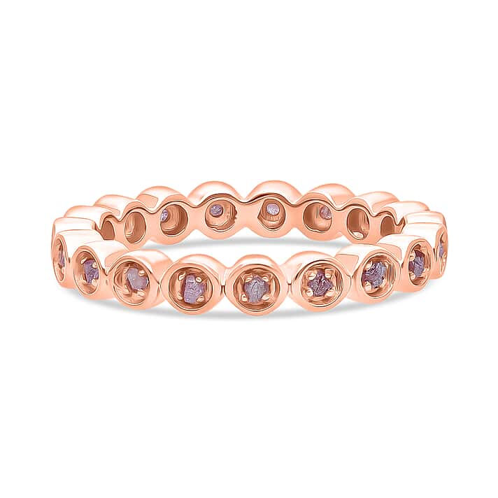 D'Joy Natural Pink Diamond Full Eternity Ring in 18K Rose Gold Vermeil Sterling Silver 0.27 Ct