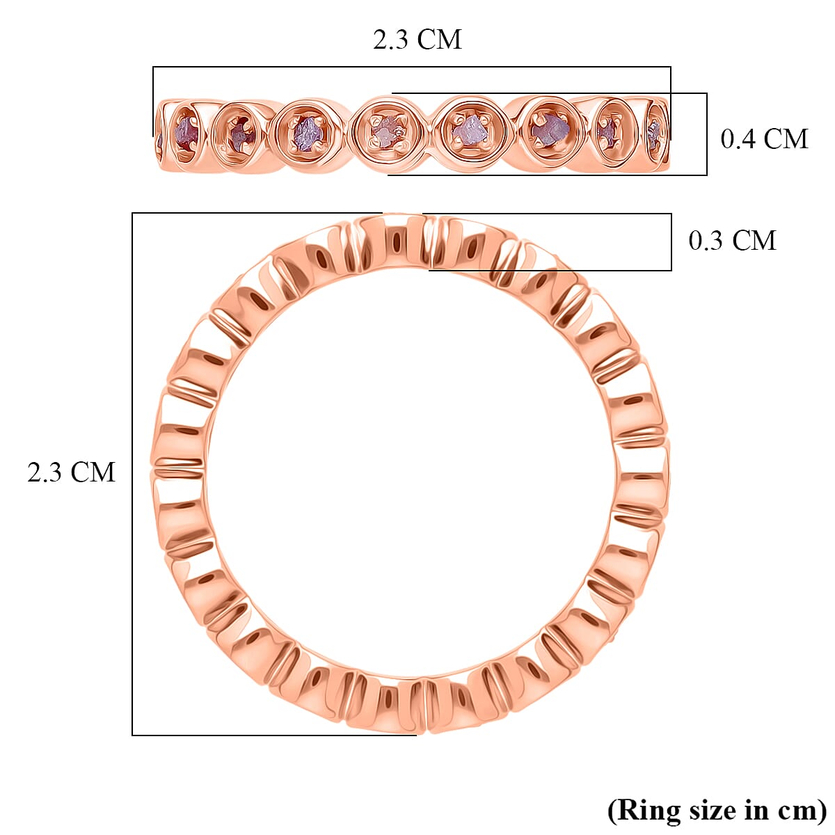 D'Joy Natural Pink Diamond Full Eternity Ring in 18K Rose Gold Vermeil Sterling Silver 0.27 Ct