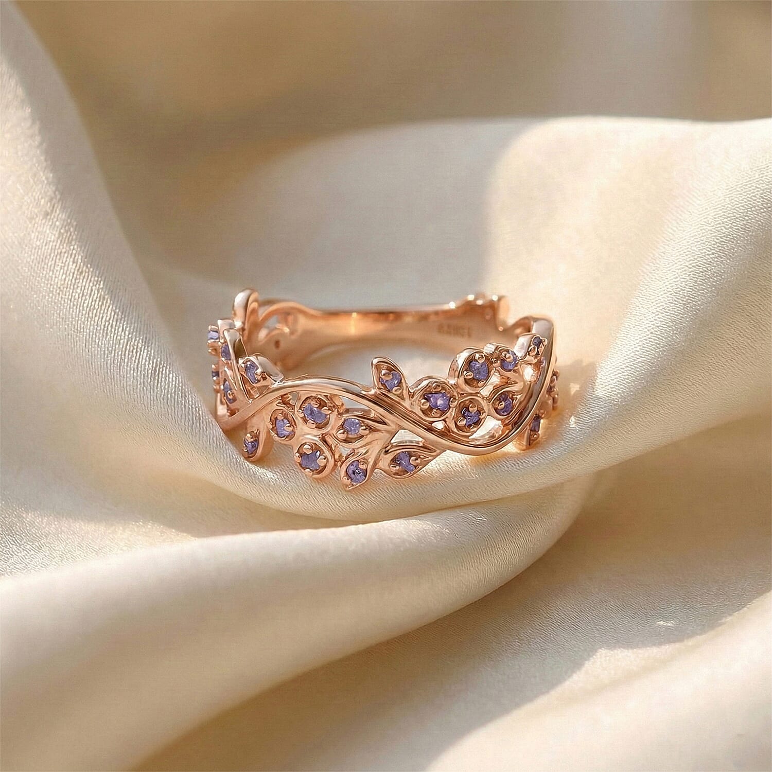 D'Joy Natural Pink Diamond Ring in 18K Vermeil Rose Gold Plated Sterling Silver