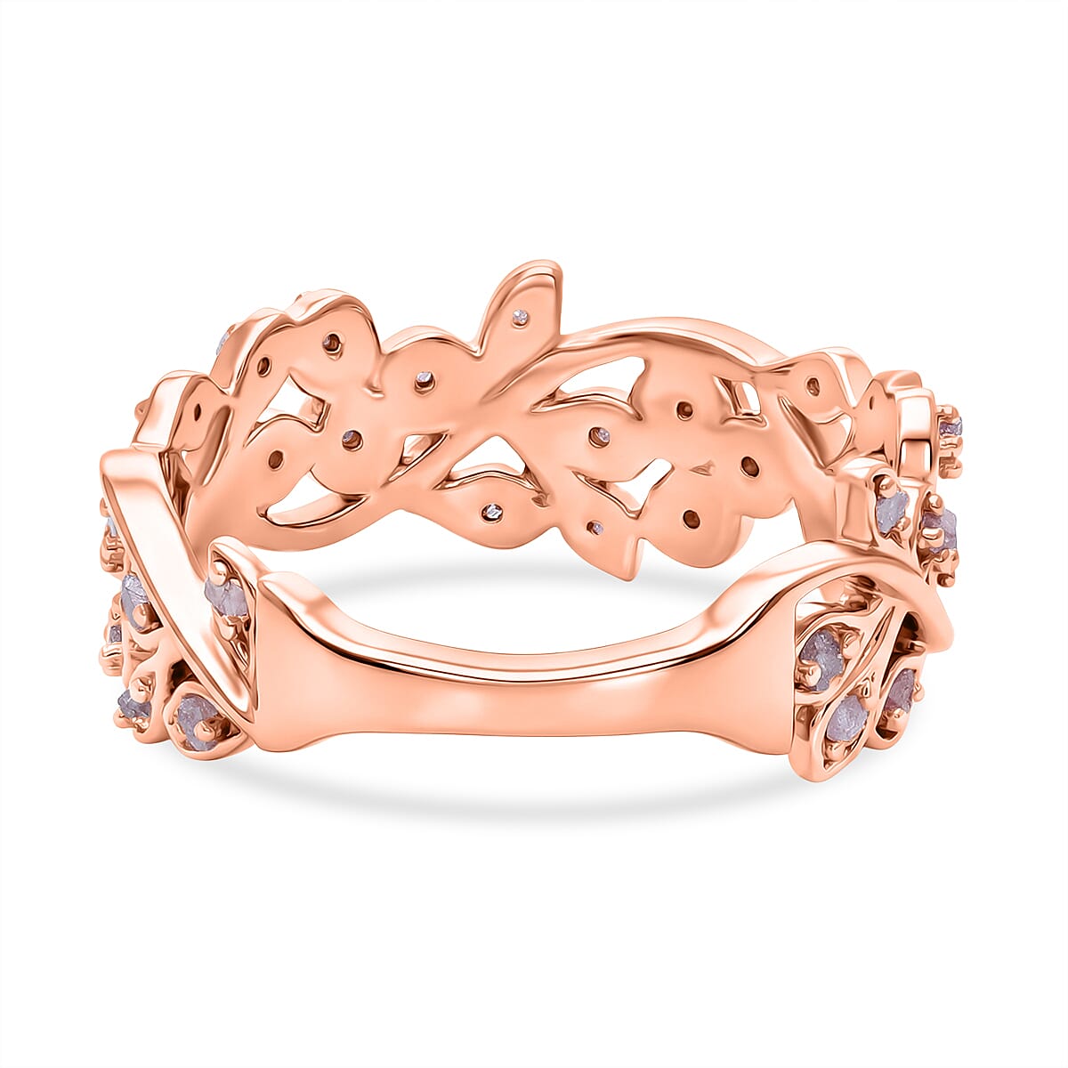 D'Joy Natural Pink Diamond Ring in 18K Vermeil Rose Gold Plated Sterling Silver