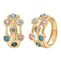 LUXURIANT 2 Ct. Multi Colour Lab Grown Diamond Hoop Earrings in 18K Vermeil Yellow Gold Over Sterling Silver
