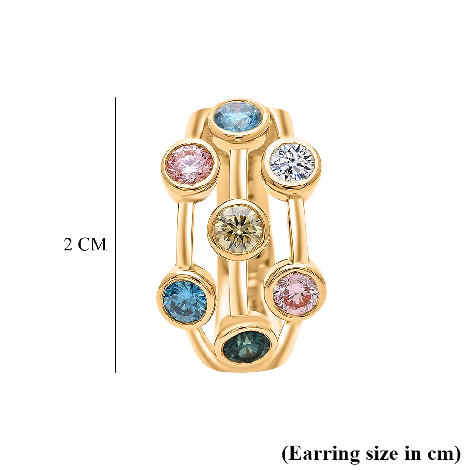 The Effervescent Watercolour Diamond Bubble Earrings Set with 2.00cts of Si Clarity Lab Grown Yellow, Pink, White, Green & Blue Diamonds