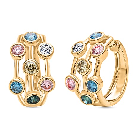 The Effervescent Watercolour Diamond Bubble Earrings Set with 2.00cts of Si Clarity Lab Grown Yellow, Pink, White, Green & Blue Diamonds