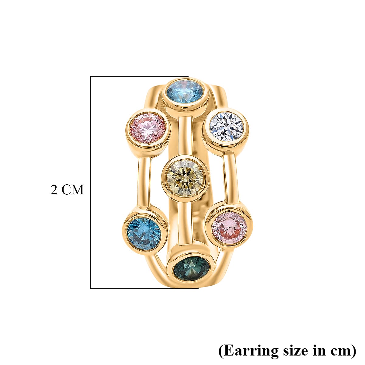 Luxuriant SI-G-H Lab Grown Yellow Diamond & Multi Gemstones Bubble Hoop Lock Earring in 18K Vermeil Yellow Gold Plated Sterling Silver 2.00 Ct.