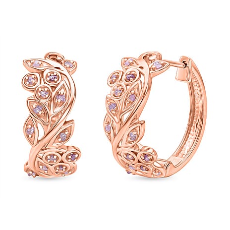 D'Joy Pink Diamond Earring with Hoop Lock in 18K Vermeil Rose Gold Plated Sterling Silver