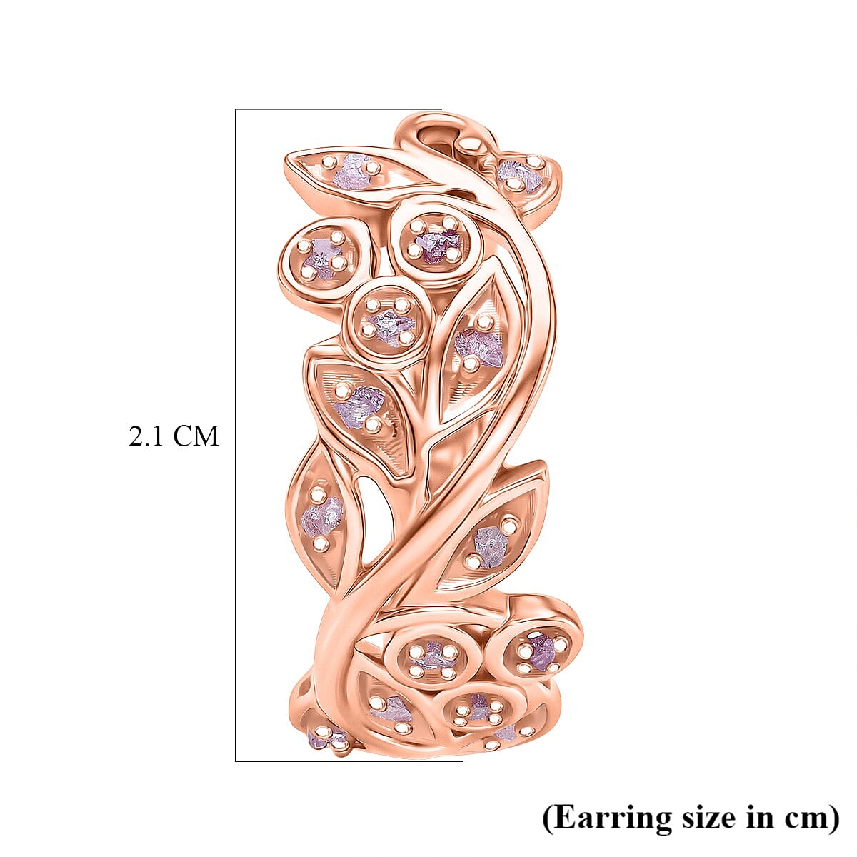 D'Joy Pink Diamond Earring with Hoop Lock in 18K Vermeil Rose Gold Plated Sterling Silver