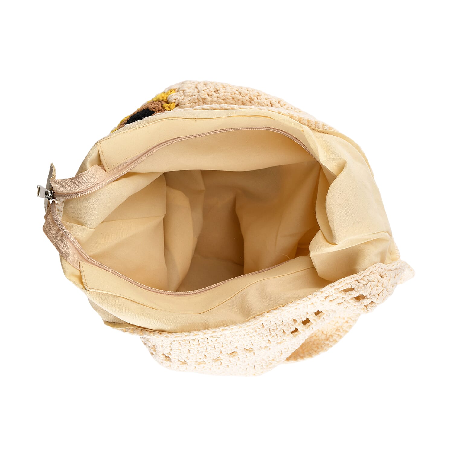 Floral Crochet Slouchy Tote Bag - Cream