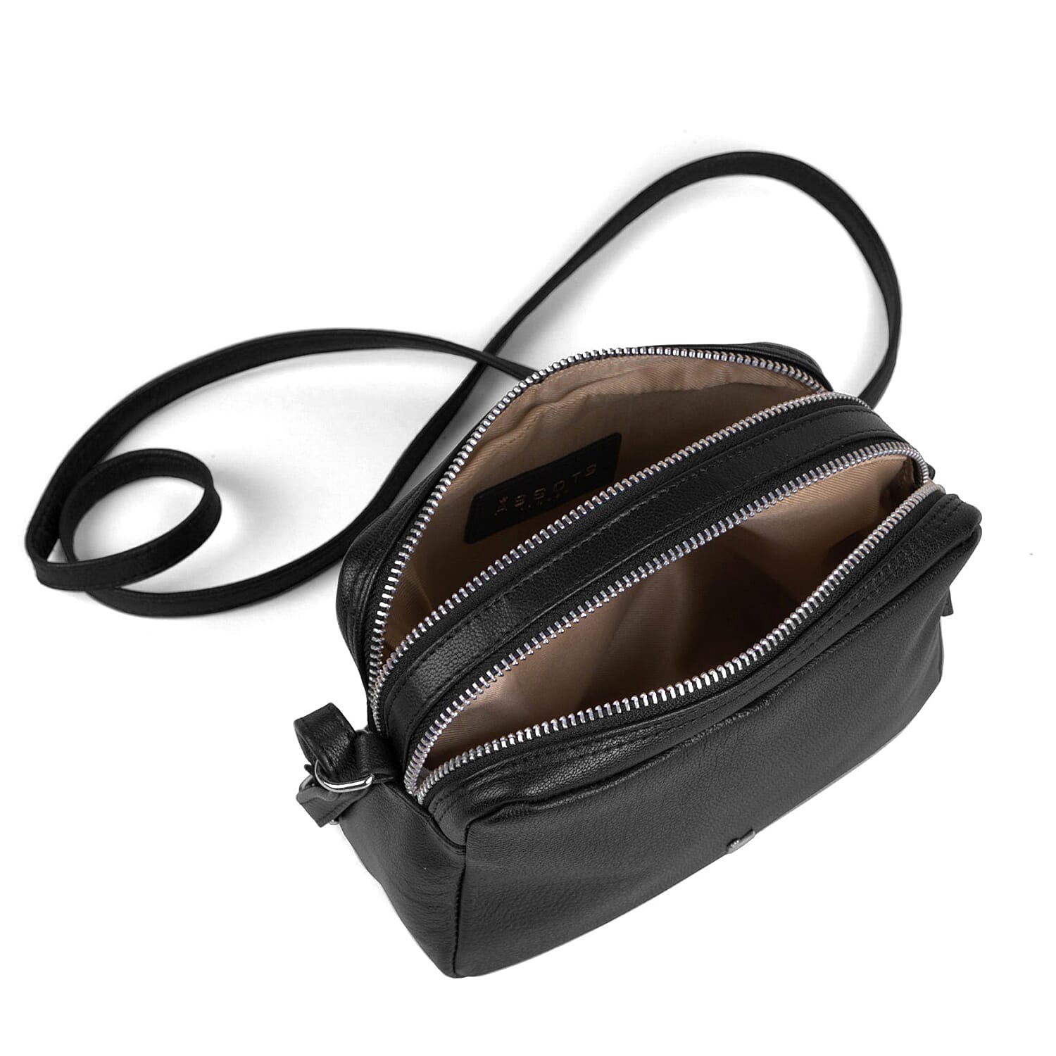 Assots London Avon Black Soft Nappa Full Grain Real Leather Crossbody Bag