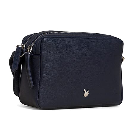 Assots London Avon Navy Soft Nappa Full Grain Real Leather Crossbody Bag