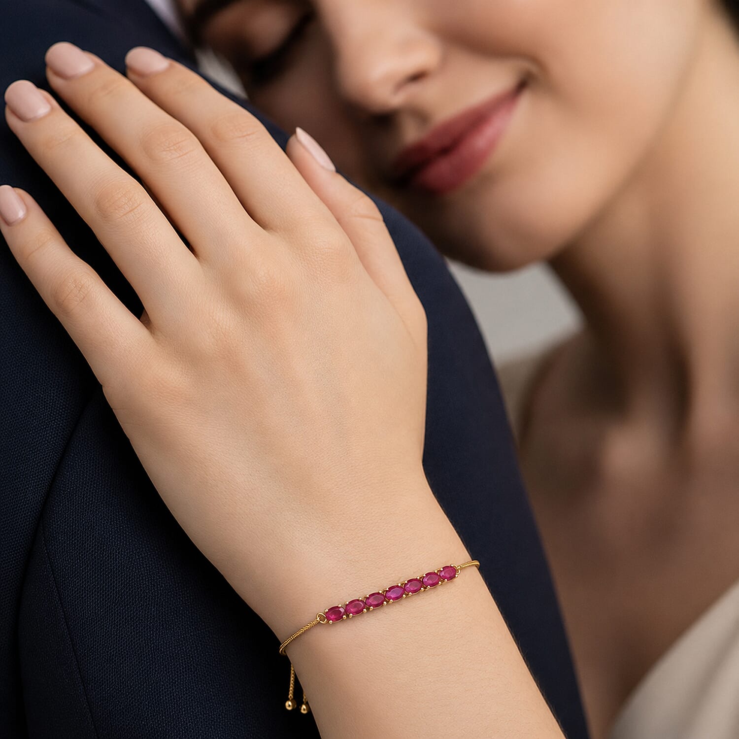 Close Out Deal- African Ruby Linking Adjustable Bracelet (Size - 7 to 10.5) 4.91 Ct.