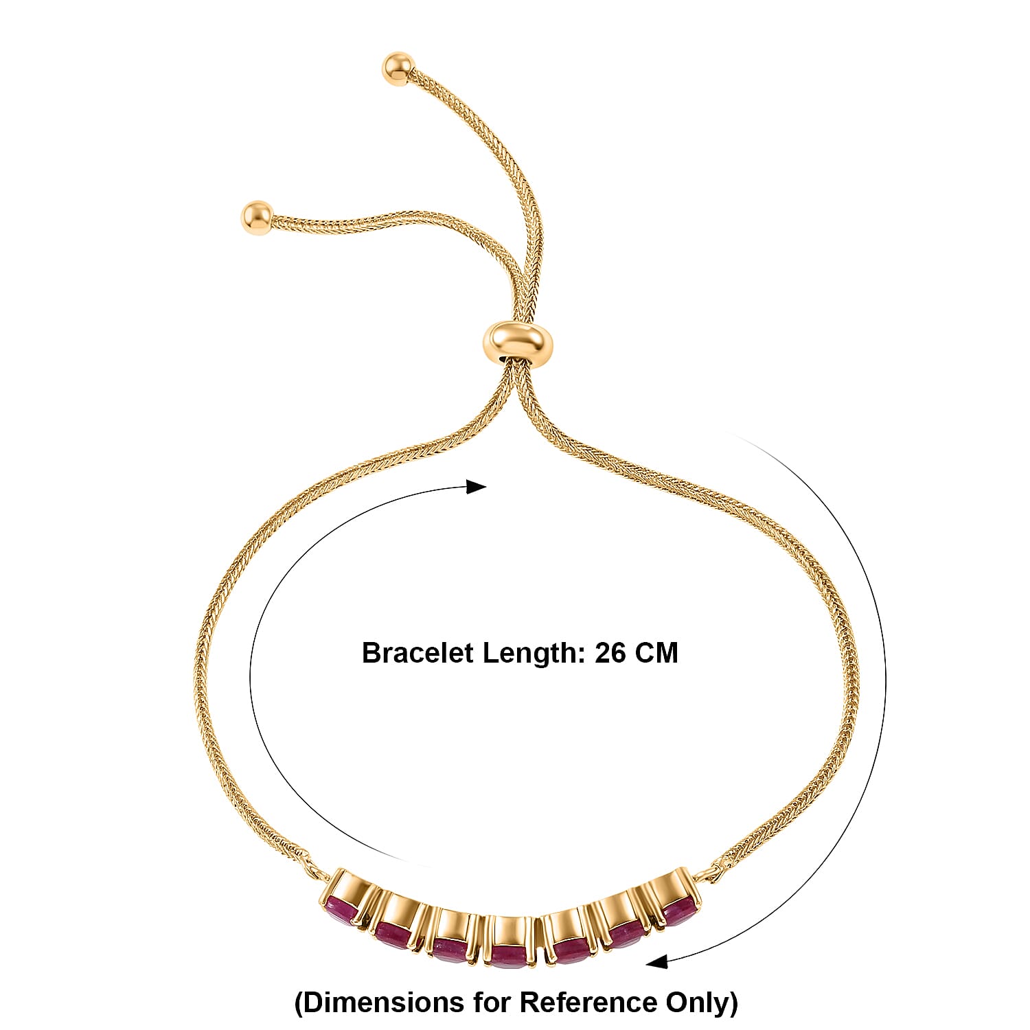 African Ruby Linking Bracelet (Size - 10.5) in Yellow Gold Tone 4.91 Ct.