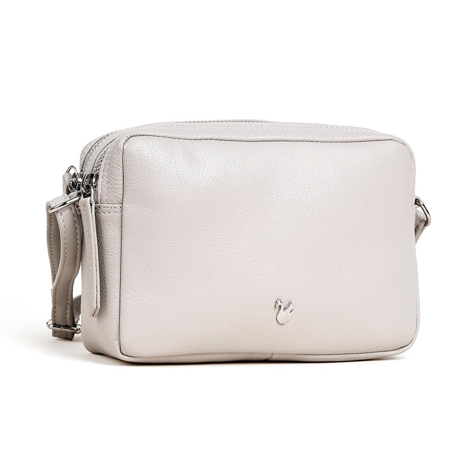 Assots London Avon Grey Soft Nappa Full Grain Real Leather Crossbody Bag