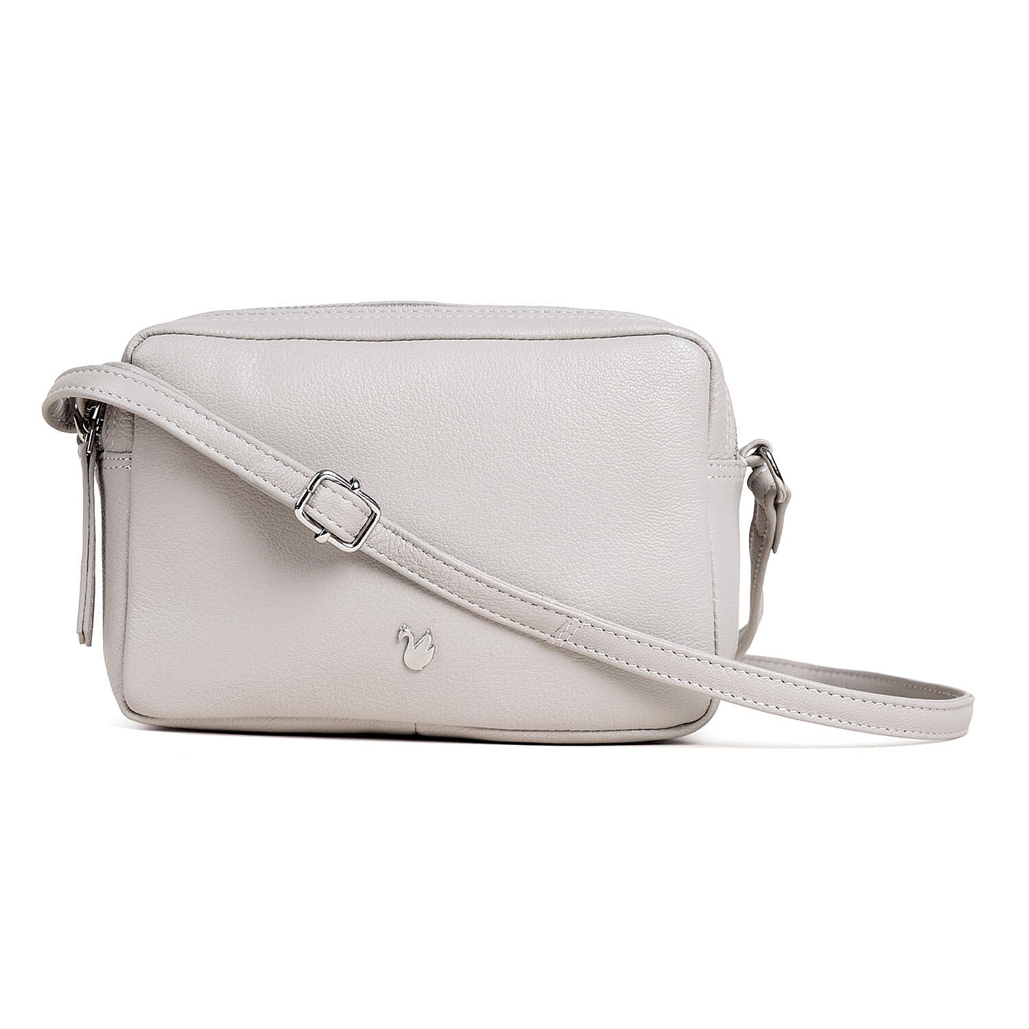 Assots London Avon Grey Soft Nappa Full Grain Real Leather Crossbody Bag