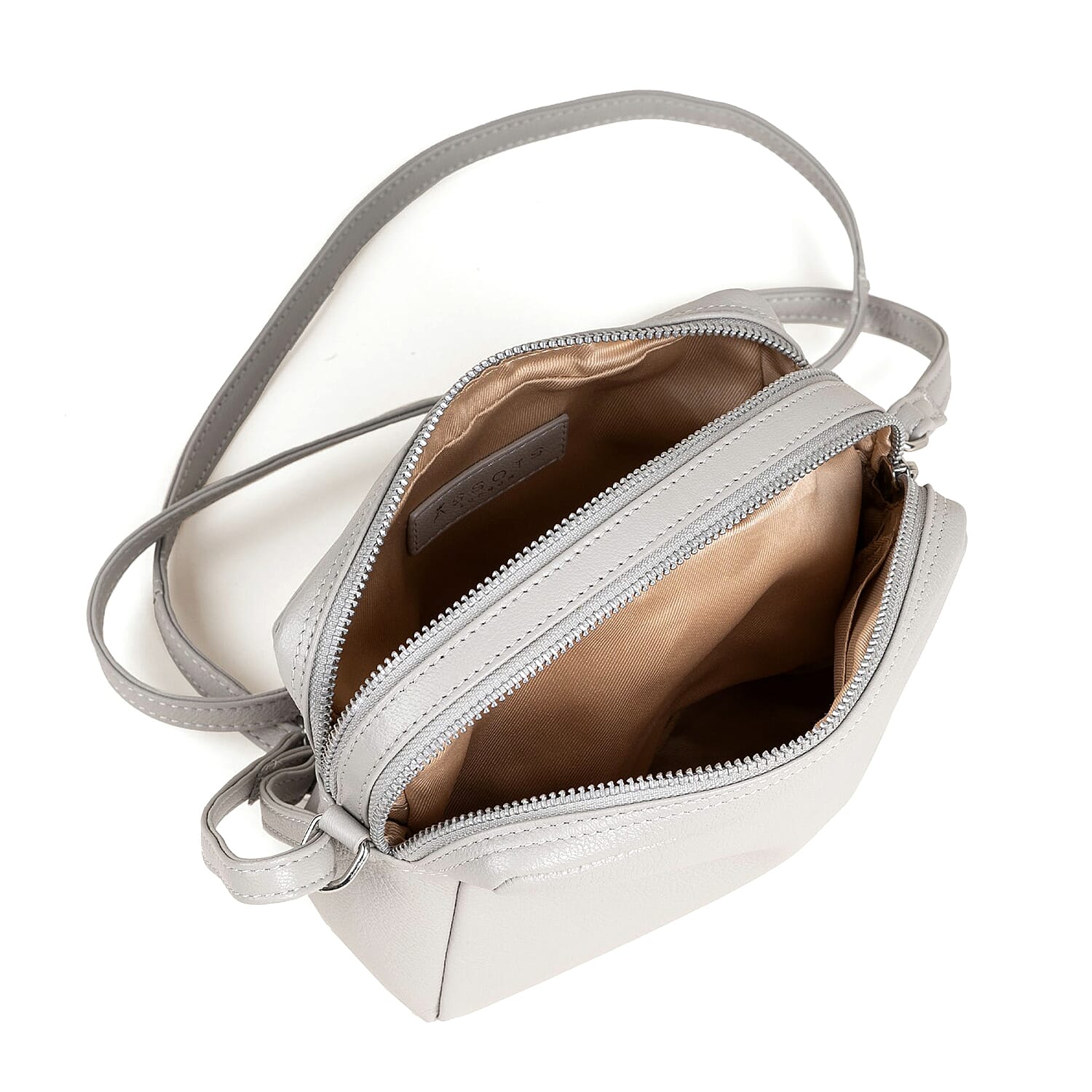 Assots London Avon Grey Soft Nappa Full Grain Real Leather Crossbody Bag