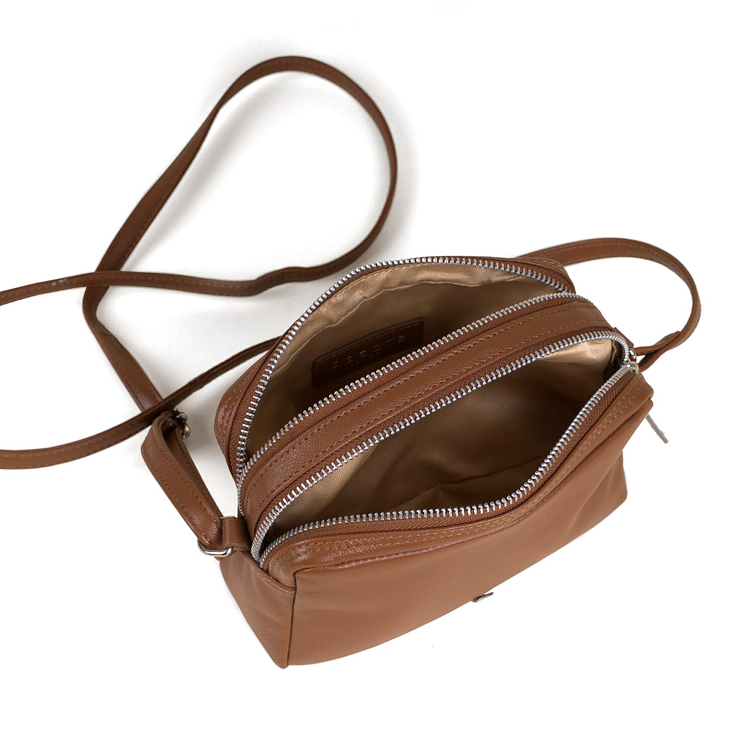 Assots London Avon Tan Soft Nappa Full Grain Real Leather Crossbody Bag