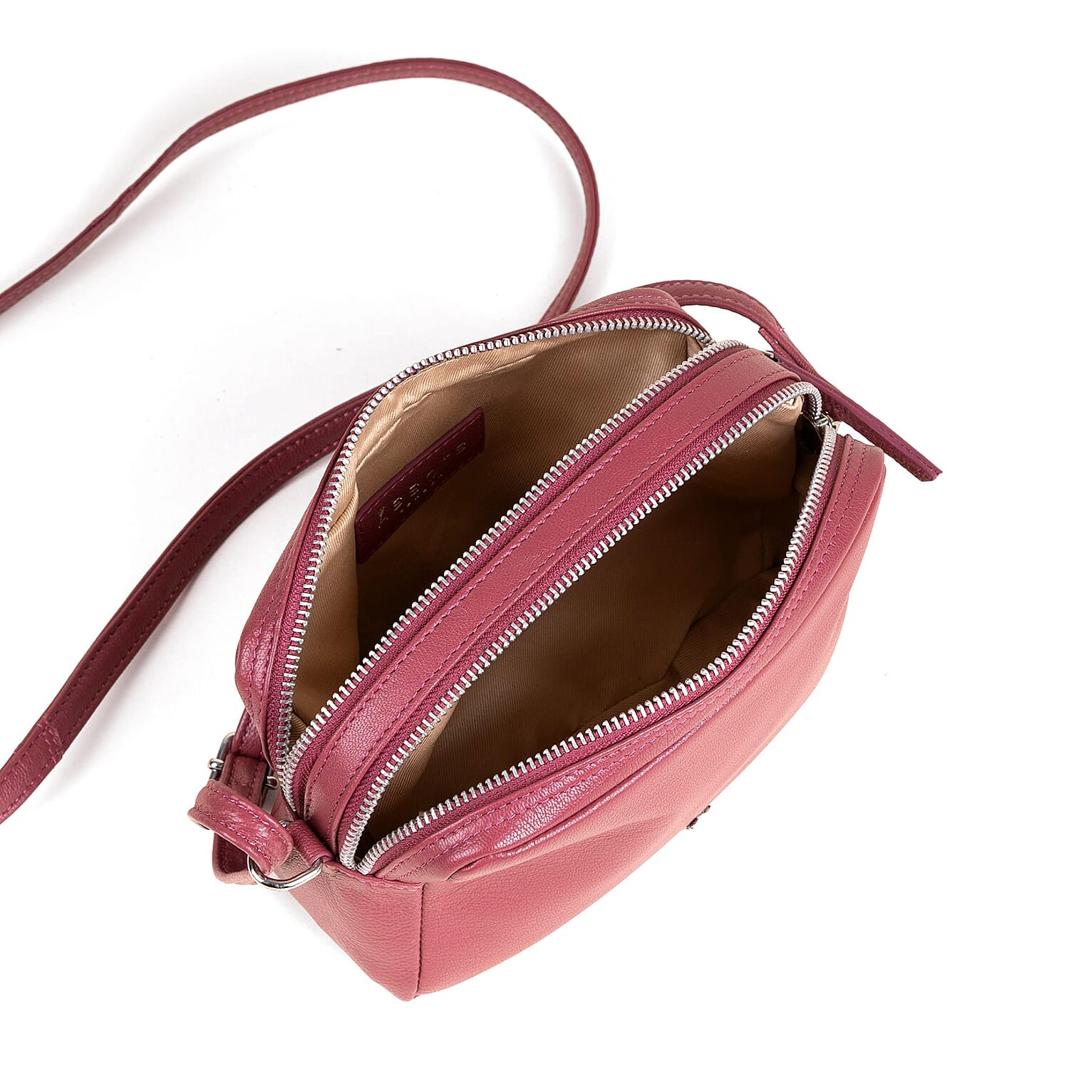Assots London Avon Pink Soft Nappa Full Grain Real Leather Crossbody Bag