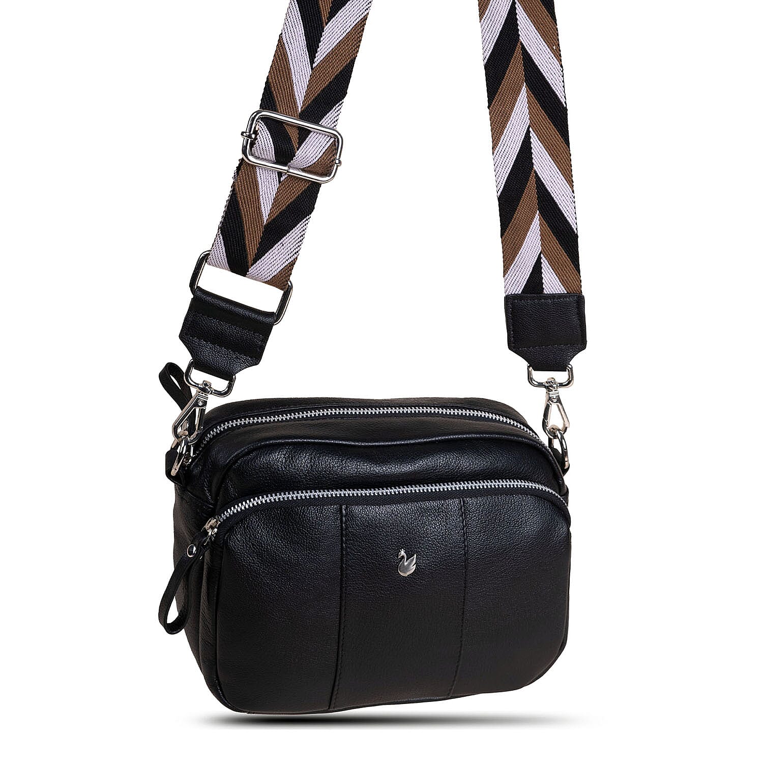 Assots 'Kew' Soft Nappa Genuine Leather Crossbody Bag - Black