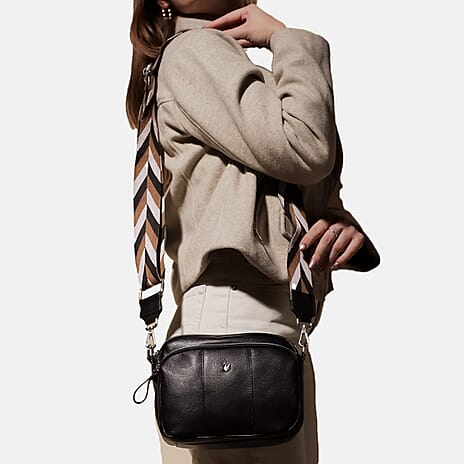 Assots 'Kew' Soft Nappa Genuine Leather Crossbody Bag - Black