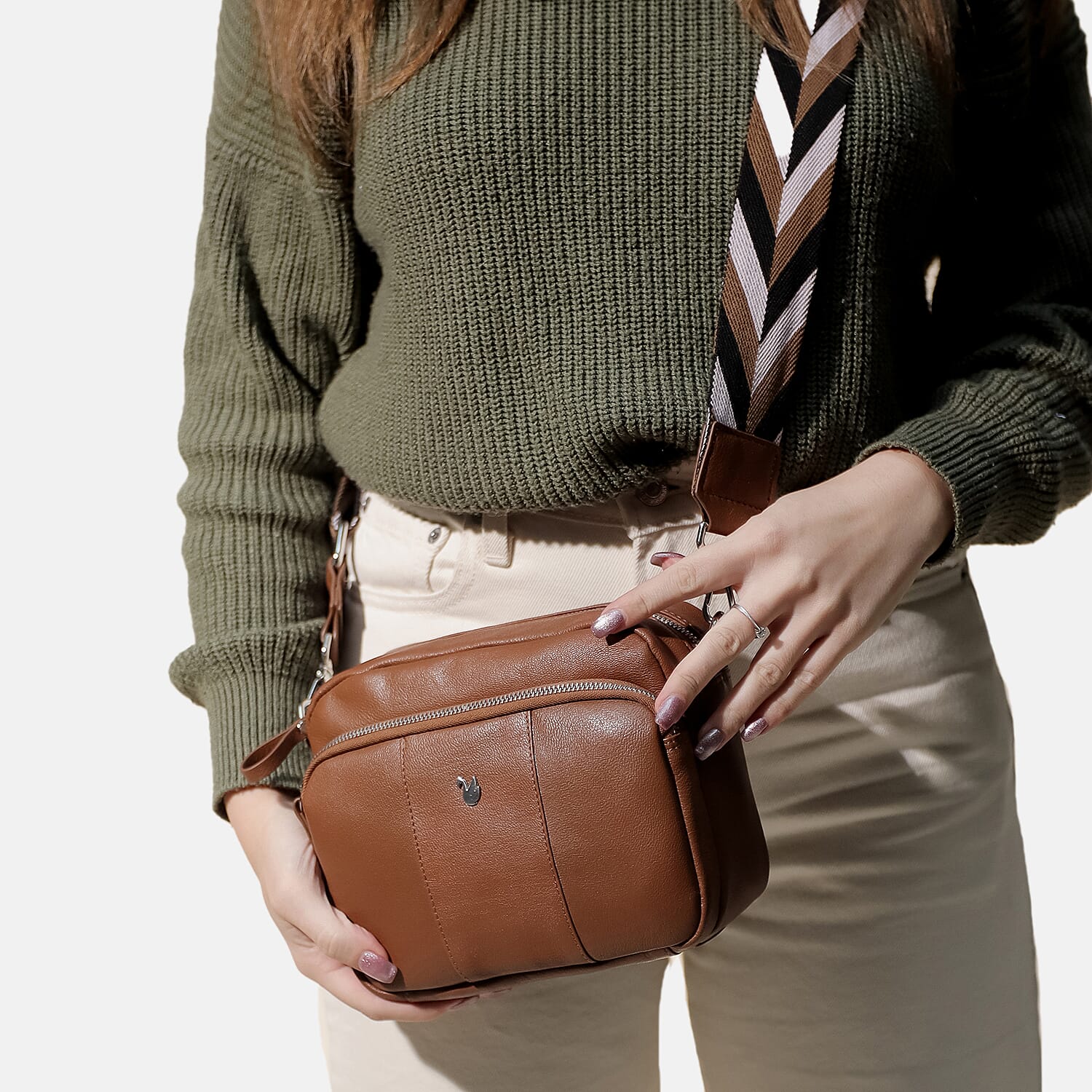 Assots 'Kew' Soft Nappa Genuine Leather Crossbody Bag - Tan