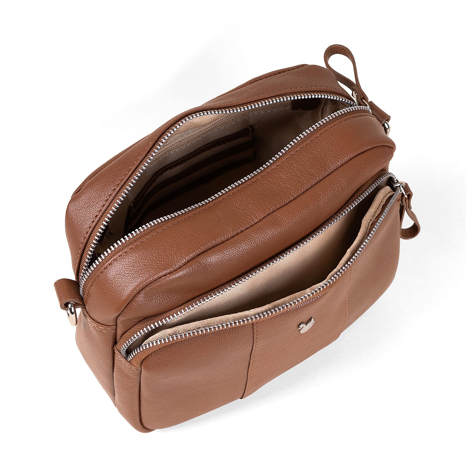 Assots 'Kew' Soft Nappa Genuine Leather Crossbody Bag - Tan
