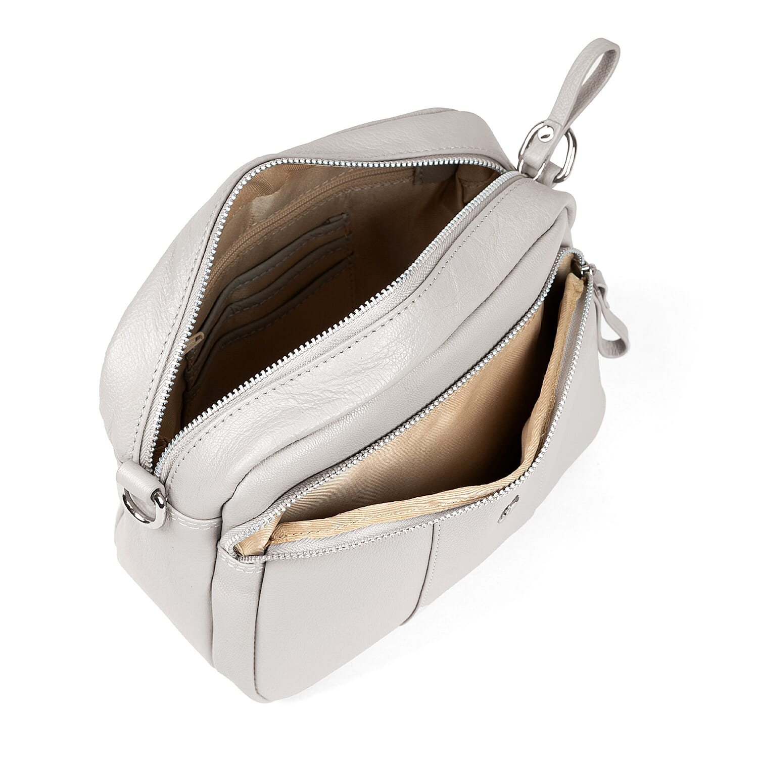 Assots 'Kew' Soft Nappa Genuine Leather Crossbody Bag - Grey