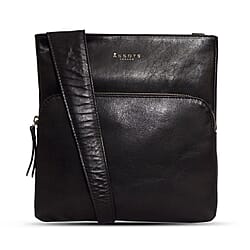 Assots London Canary Black Vintage Leather Sling Crossbody Bag
