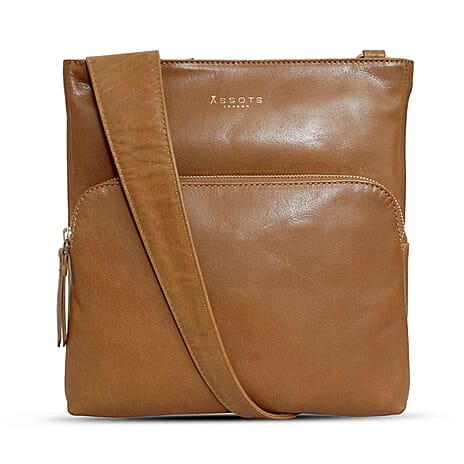 Assots London Canary Tan Vintage Leather Sling Crossbody Bag
