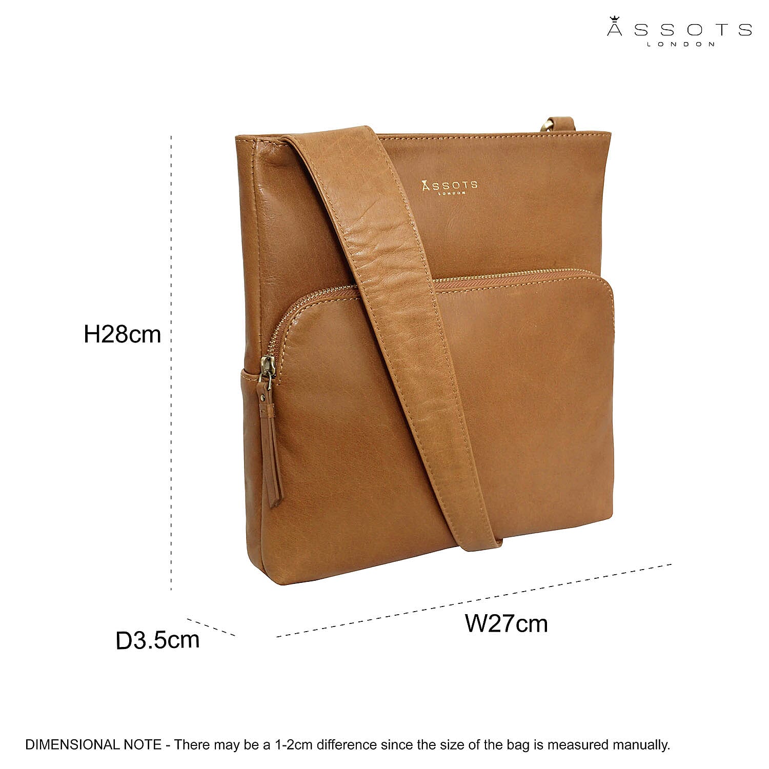 Assots London Canary Tan Vintage Leather Sling Crossbody Bag