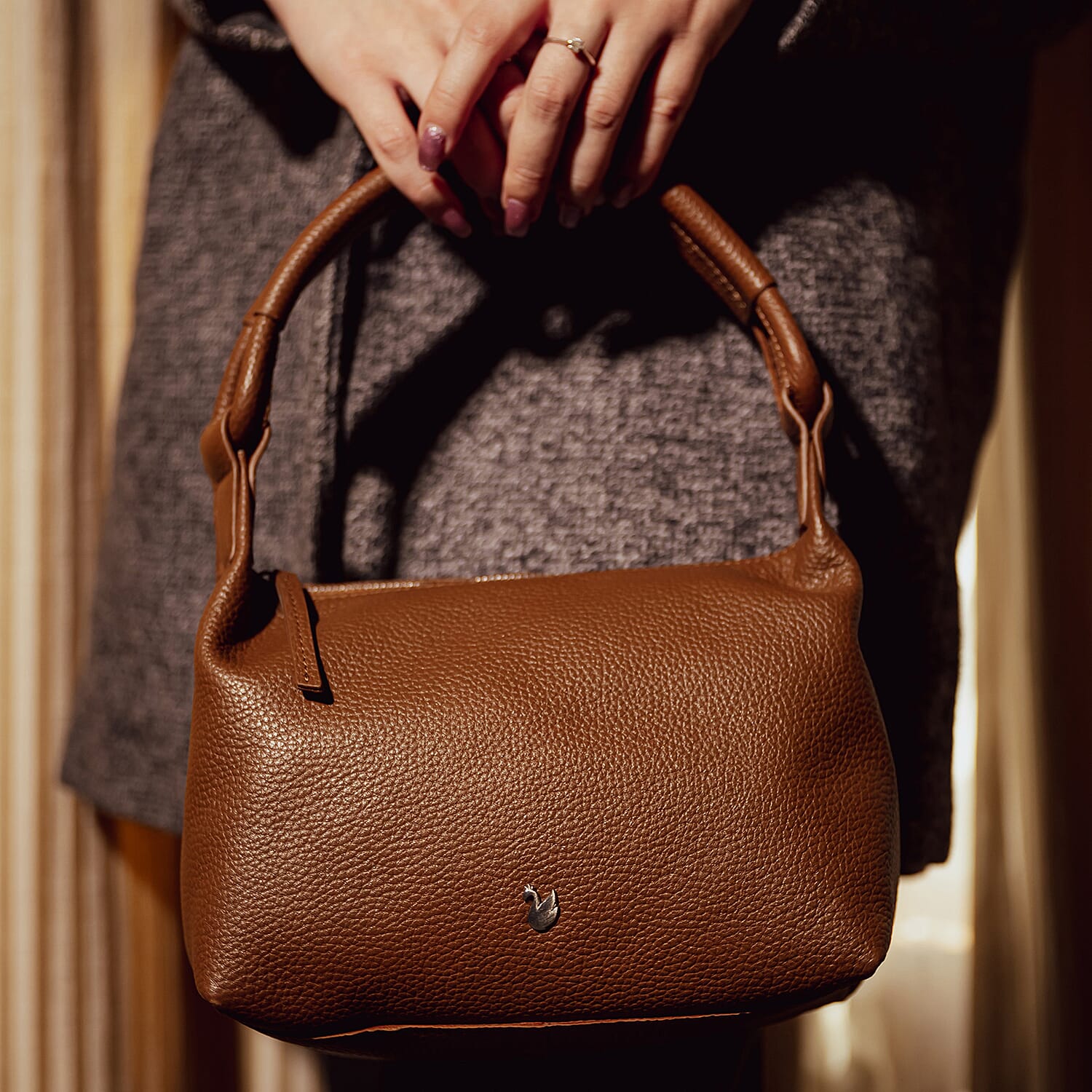 Assots 'City Bag' Soft Pebble Genuine Leather Shoulder Bag - Tan