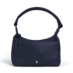 Assots 'City Bag' Soft Pebble Genuine Leather Shoulder Bag - Navy