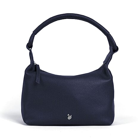 Assots 'City Bag' Soft Pebble Genuine Leather Shoulder Bag - Navy