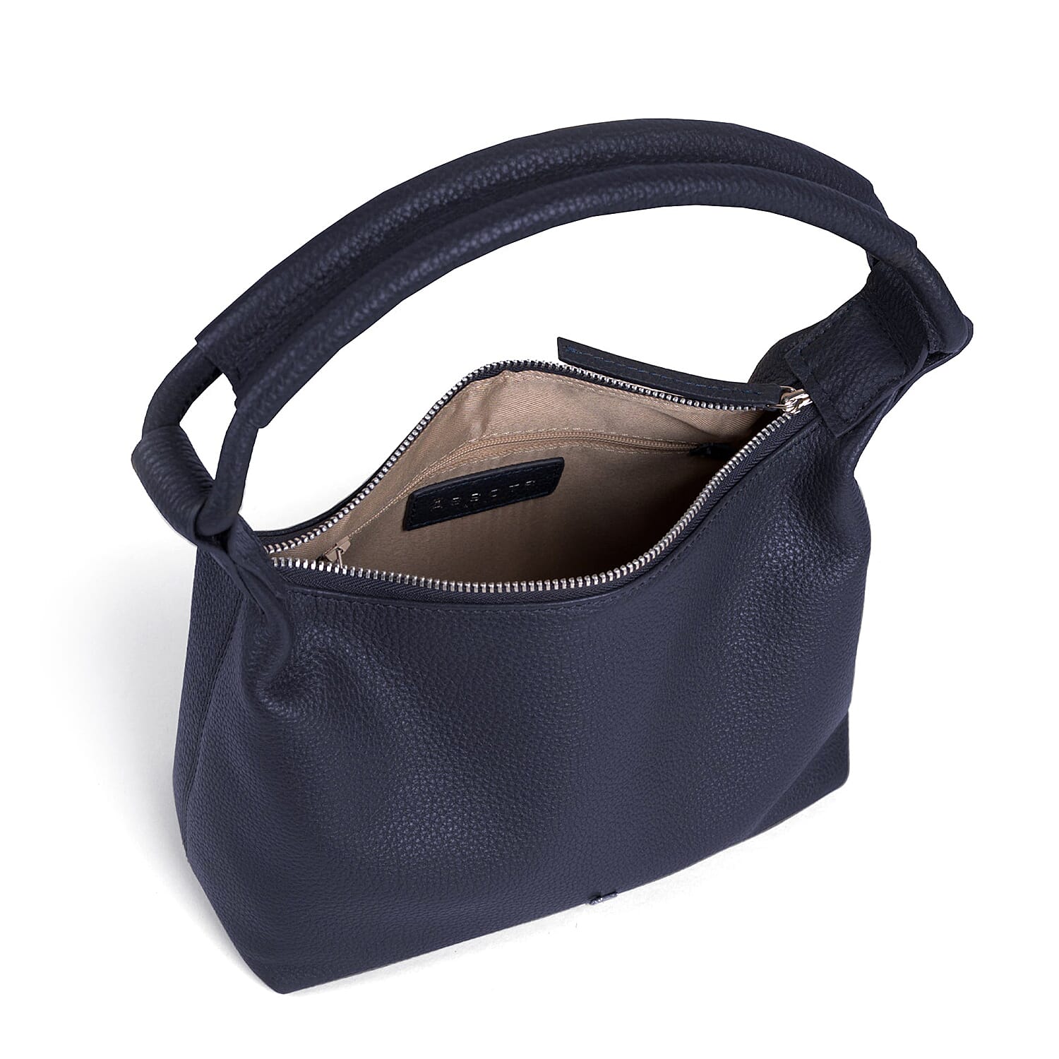 Assots 'City Bag' Soft Pebble Genuine Leather Shoulder Bag - Navy