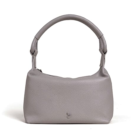 Assots 'City Bag' Soft Pebble Genuine Leather Shoulder Bag - Grey