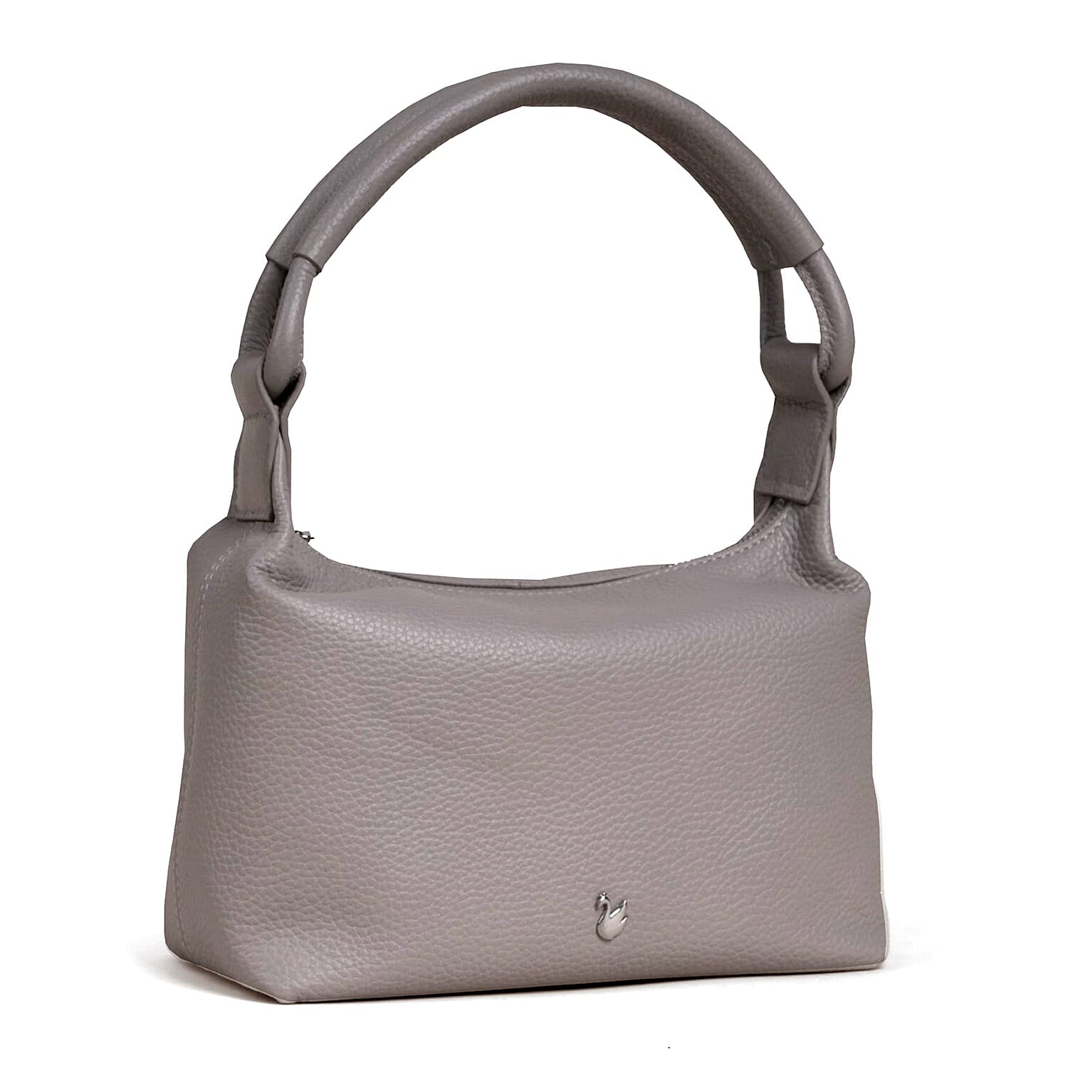 Assots 'City Bag' Soft Pebble Genuine Leather Shoulder Bag - Grey